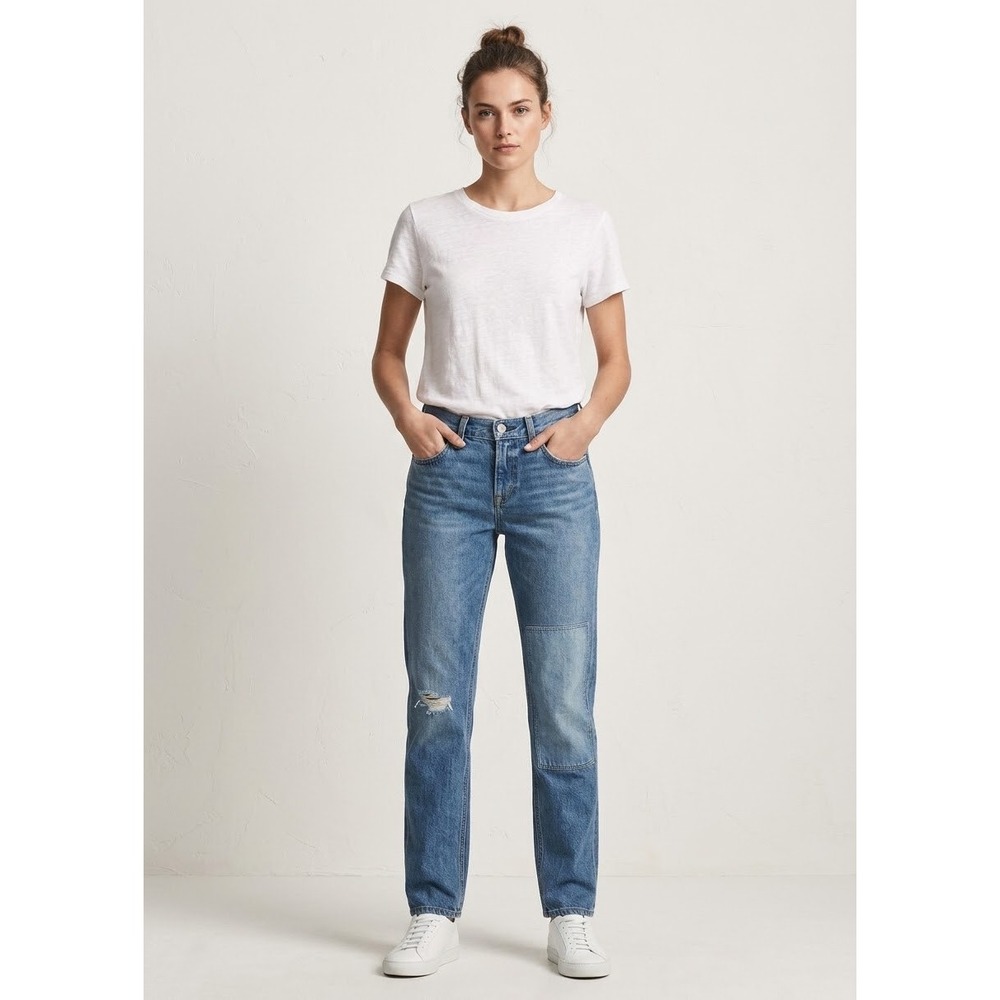 Rag & Bone The Boyfriend Jean Women 26 Beachcomber Distressed USA Made Patches